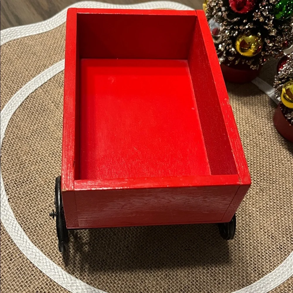 Vintage Wood & Metal NOEL Red Wagon Miniature